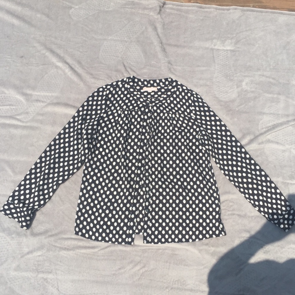 Banana Republic Black Polka Dot Blouse Size M